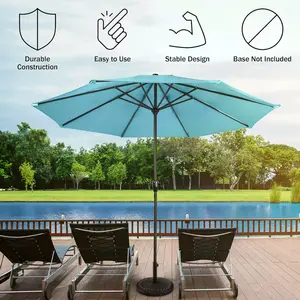 Wholesale Large 3m Commercial Patio Umbrellas For Restaurant 8 Steel Ribs Tilt 180g Polyester Garden Outdoor Market Umbrella