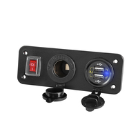 Chargeur de voiture 12V 24V, panneau double 18W QC3.0 USB, chargeur rapide, prise allume-cigare, prise de courant avec interrupteur marche/arrêt