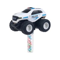Mini Voiture de Police Jouet Bonbon Dessin Animé Enfants Sucette Bonbon Dure en Plastique Bâtonnet à Bulles Bonbon Promotionnel Unisexe avec Boîte de Présentation