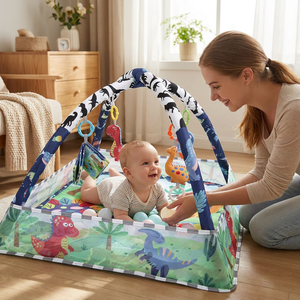<span class=keywords><strong>Gimnasio</strong></span> de Actividades para Bebés 3 en 1 Personalizable con Diseño de Dinosaurio, con Malla Protectora, para el Desarrollo Temprano de Habilidades, Entrenamiento de Coordinación Mano-Ojo, Regalo para Bebés - Product Image 2