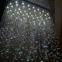 Rideau en cristal avec papillon et perle Décoration aérienne suspendue Couloir de mariage Décoration créative de plafond au plafond