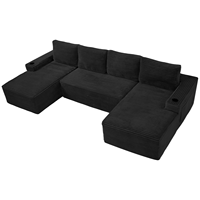 Canapé modulaire en forme de U compressible de 133,4 pouces, canapé nuage en velours côtelé pour salon