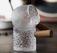 Mini verres à espresso modernes à double bec verseur, tasses doseuses en verre avec poignée en bois, outils pour café et thé, pichet, plateau gradué