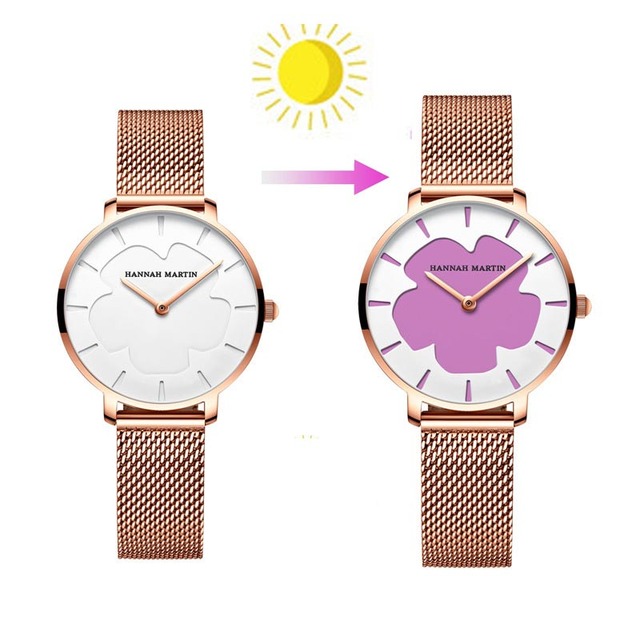 New Arrival Solar UV Color Changing Watch Custom Logo Classic Fashion Lady Watch Wholesale Casual Simple Women Wristwatches
