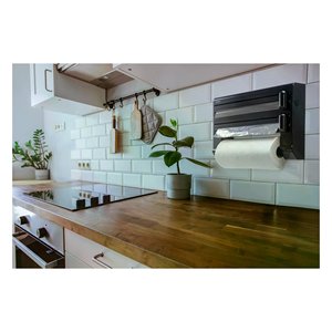 Parat Triple Wall Mounted Paper Roll Holder 38x8.7x26cm Black Diamond <b>Kitchen</b> <b>Storage</b> - Product Image 4
