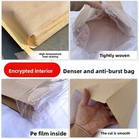 Sac tissé laminé en papier kraft avec doublure intérieure double couche, imperméable et résistant à l'humidité, pour l'emballage de l'alimentation animale, de la farine, du maïs, des céréales et du riz