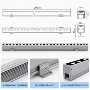 Lumière linéaire LED extérieure IP67 12w-15w DMX512 RGBW, projecteur mural linéaire, éclairage linéaire pour la décoration de façade de bâtiment et de paysage - Product Image 3
