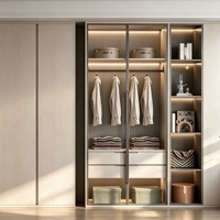 Armoire murale intégrée moderne et écologique, style luxe léger, pour chambre à coucher, meuble de maison, placard du sol au plafond avec porte vitrée
