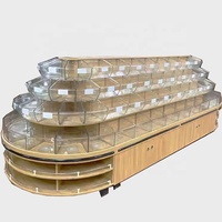 Étagère de présentation d'aliments en vrac sur mesure pour île ronde, étagère de présentation de collations en vrac pour supermarché, pour la présentation de biscuits et de bonbons, présentoirs sur mesure