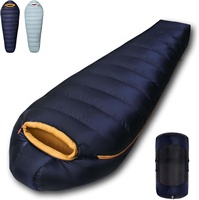 Saco de Dormir Tipo Momia con Relleno de Plumón de Ganso Europeo de 600 Fill Power, con Tubo Antiviento y Anti-Frío, para Senderismo al Aire Libre