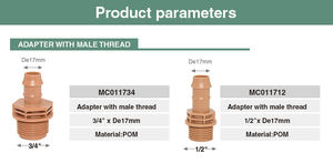 Système d'irrigation goutte à goutte Plentirain en plastique 17 mm 1/2 pouce filetage mâle, connecteurs de tuyau d'irrigation goutte à goutte brun, raccords en LDPE <span class=keywords><strong>pour</strong></span> l'irrigation des jardins - Product Image 5