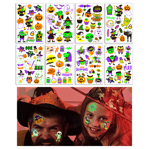 Venta al por mayor Blacklight Neon UV Glow Tattoo Stickers Dibujos animados para Niños Spider Bat Halloween Tatuajes temporales - Product Image 1
