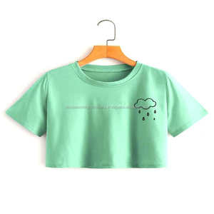 Camisetas recortadas de alta calidad para mujer con estampado personalizado de nuevo diseño, camisetas de moda para mujer con cuello redondo, proveedor directo de fábrica a granel - Product Image 6