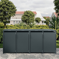 Poubelle à roulettes verrouillable de grande taille Boîte de rangement Poubelle de jardin Couvercle de poubelle extérieure Boîtier de poubelle Poubelles