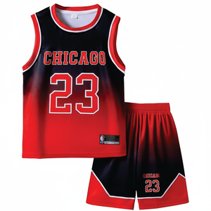 Camisetas de baloncesto para niños, chaleco deportivo para jóvenes con pantalones cortos de baloncesto Bsci de verano para niños y niñas, uniformes de baloncesto degradados - Product Image 1