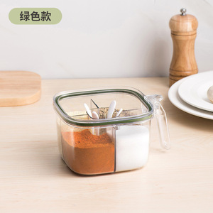Spice Jar Set Divided Compartment Airtight Clip On Lid With Spoons For Salt Pepper Seasonings Kitchen Use Size M - Product Image 1