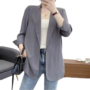 Chaqueta Cárdigan de Chifón Delgada para Mujer, de Poliéster, Manga Larga, Verano, Delgada, Lisa, Holgada, Informal, Ecológica, Transpirable - Product Image 1