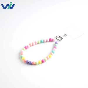 Gantungan kunci ponsel selempang manik-manik akrilik, Gantungan Kunci plastik kokoh dan tahan lama dengan hiasan manik-manik - Product Image 1