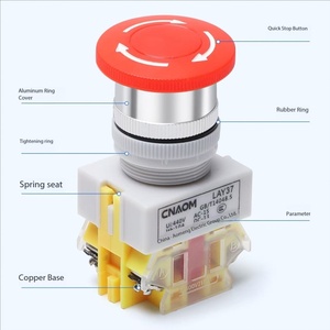 Bouton d'arrêt d'urgence JIEYUE LAY37-01ZS, tête champignon, IP20, en acier inoxydable, normalement fermé, pour contrôle industriel - Product Image 4