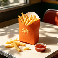 Boîtes à frites en papier orange personnalisées, contenants jetables pour frites et chips