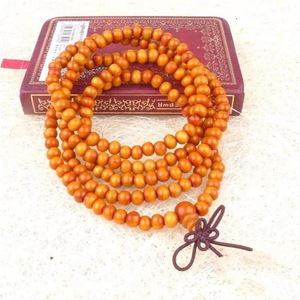 Pulsera de cuentas budistas de madera de durazno, 108/216 cuentas, cadena de suéter de madera pulida tallada, joyería, accesorio unisex - Product Image 2