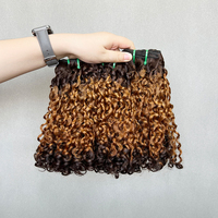 Extensions de cheveux humains Super Double Drawn, couleur piano, boucles Pixie, lots de mèches de cheveux bouclés bruts