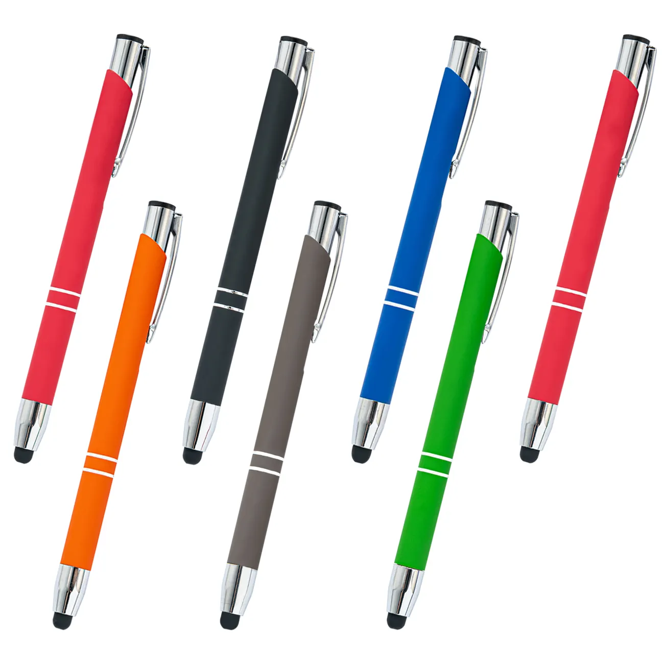 office stationery multi-color rubber ballpoint pen with custom logo advertising metal pen
