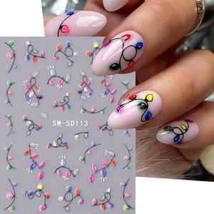 5D Navidad luz brillo <span class=keywords><strong>uñas</strong></span> en relieve pegatinas árbol <span class=keywords><strong>de</strong></span> Navidad copos <span class=keywords><strong>de</strong></span> nieve <span class=keywords><strong>diseño</strong></span> <span class=keywords><strong>de</strong></span> algodón <span class=keywords><strong>2023</strong></span> invierno manicura SW-5D113 - Product Image 1