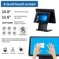 Sistema POS Táctil Ultra Delgado de Aluminio Negro de 15.6 Pulgadas, Nuevo Diseño Moderno Todo en Uno, Caja Registradora I5/RK3576 para Tiendas Minoristas