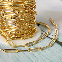 Chaîne en vrac de type trombone, véritable, 10 pieds, grande taille, pour bijoux, plaqué or 14K, pour bracelet et collier