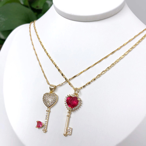 Mặt Dây Chuyền Vòng Cổ Đá <span class=keywords><strong>Zircon</strong></span> Đá Quý Trái Tim Màu Đỏ Chìa Khóa Tình Yêu Mặt Dây Chuyền Mạ Vàng Pha Lê Màu Hồng Ngọc Lục Bảo <span class=keywords><strong>Zircon</strong></span> Thanh Lịch Cho Bạn Gái - Product Image 6