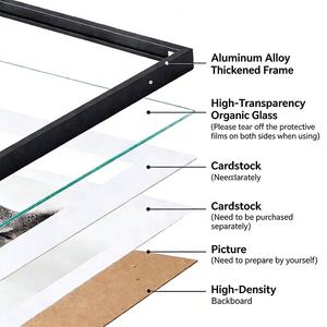 <span class=keywords><strong>Cadre</strong></span> photo en métal noir moderne fait <span class=keywords><strong>à</strong></span> la main en alliage d'aluminium avec verre HD pour accrocher au mur et <span class=keywords><strong>poser</strong></span> sur table - Product Image 3