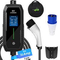 Chargeur EV portable de type 2 7 kW avec protection contre les surtensions SPD, protection contre les fuites, protection contre les surcharges, étanche IP65