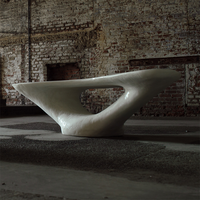 Table basse en marbre irrégulier bio Dream Home, sculpture creuse incurvée fluide, table de salon de luxe en pierre