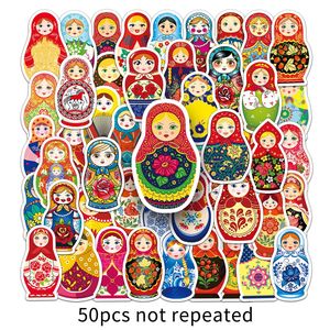 Vente en gros 50 pièces d'autocollants <span class=keywords><strong>matriochka</strong></span> amusants Kawaii personnalisés créatifs de conception de poupée russe matériau PVC impression UV - Product Image 3