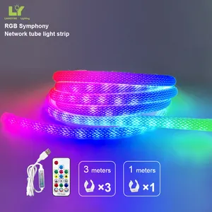 360 derajat RGB Flex Strip lampu Neon bulat tabung pita silikon Addressable Flex 24v tali fleksibel Strip LED lampu Neon
