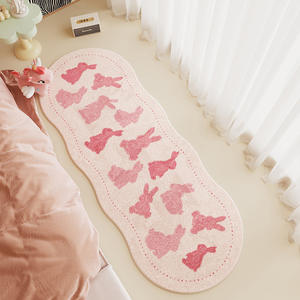 พรมขนสัตว์เทียมรูปกระต่ายทรงวงรี ลายคราโยน รับประทาน้ำใจสไตล์ชนบท เหมาะสำหรับห้องนอน ห้องอ่านหนังสือ ห้องน้ำ - Product Image 3