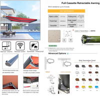 Auvent rétractable en verre pour balcon extérieur, imperméable, protection contre la pluie et le soleil, structure en aluminium, télécommande, protection UV