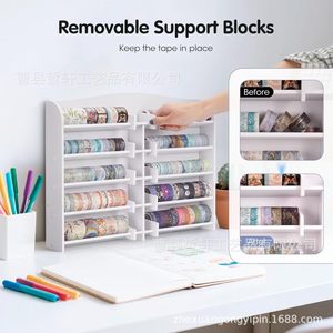 Washi Tape Organizer Wooden <b>Shelf</b> Multi Layer <b>Wall</b> <b>Mounted</b> Storage Rack For Office Desk Craft Supplies - Product Image 2