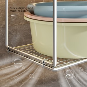 Metal Washbasin Storage Rack Single Tier Under-Cabinet Organizer <b>Bathroom</b> Towel Hanger Hanging Gadget <b>Shelf</b> - Product Image 5