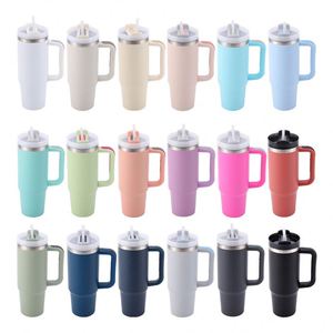 Mug de voyage H2.0 avec poignée, 30 oz, double paroi isolée, couvercle, paille, antidérapant, logo personnalisé OEM - Product Image 3