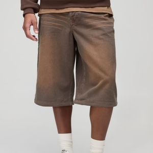 Pantalones Cortos de Mezclilla Estilo Streetwear Personalizados, Lavado Desgastado, Retro, Holgados, de Pierna Ancha para Hombre - Product Image 4