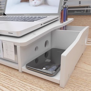 Ou Shu Mei – support pour ordinateur portable, en bois et plastique composite, organisateur de bureau à 2 niveaux, support de rangement pour bureau et étudiants - Product Image 3