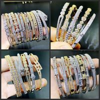 Micro-ensemble de zircons en cuivre de haute qualité, bracelet plaqué or pour femme version coréenne de haute qualité