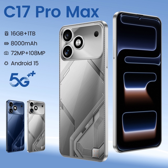 Brand New High Quality C17 Pro Max 7.3-inch 5G Gaming Smartphone 1TB Storage 16GB RAM Dual SIM Card Mobile Phone