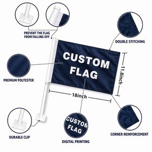 Drapeau de fenêtre de voiture pour cortège funéraire en gros, drapeau de voiture funéraire personnalisé avec support de mât en plastique - Product Image 2