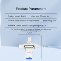 Adaptador OTG 3.0 de Alta Velocidad Cuatro en Uno, Lector de Tarjetas de Memoria para Teléfono Móvil con Interfaz USB, Compatible con Tarjetas TF y SD