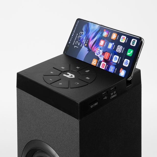 Samtronic 2.0CH Wireless Tower Speaker Multimedia Speaker Wooden Home Theatre Surround Sound Bars System SM-T14