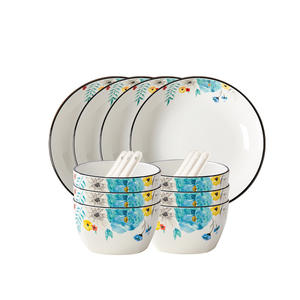 Juego de vajilla de porcelana de hueso con flor de tinta, cuencos y platos de cerámica, caja de regalo, actividades, venderá regalos, juego de cuencos y cucharas - Product Image 5