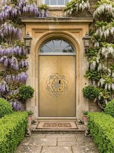 Porte d'entrée de luxe en aluminium massif, style victorien, à double battant, étanche et pare-balles, avec panneau texturé coquille de nacre, couleur <span class=keywords><strong>champagne</strong></span> - Product Image 5